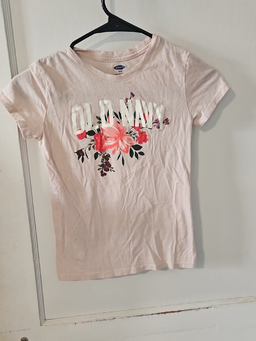 Old Navy Light Pink Floral Logo Short Sleeve Tee